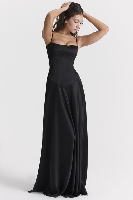 House of CB robe longue noire à lacets anabella N888H273 vêtements