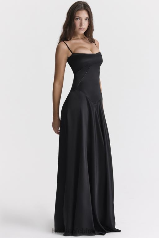 House of CB robe longue noire à lacets anabella N888H273 vêtements