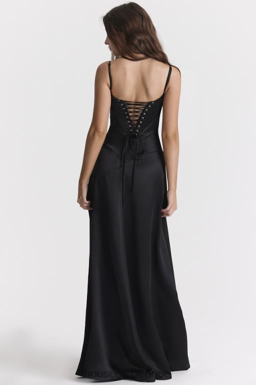 House of CB robe longue noire à lacets anabella N888H273 vêtements