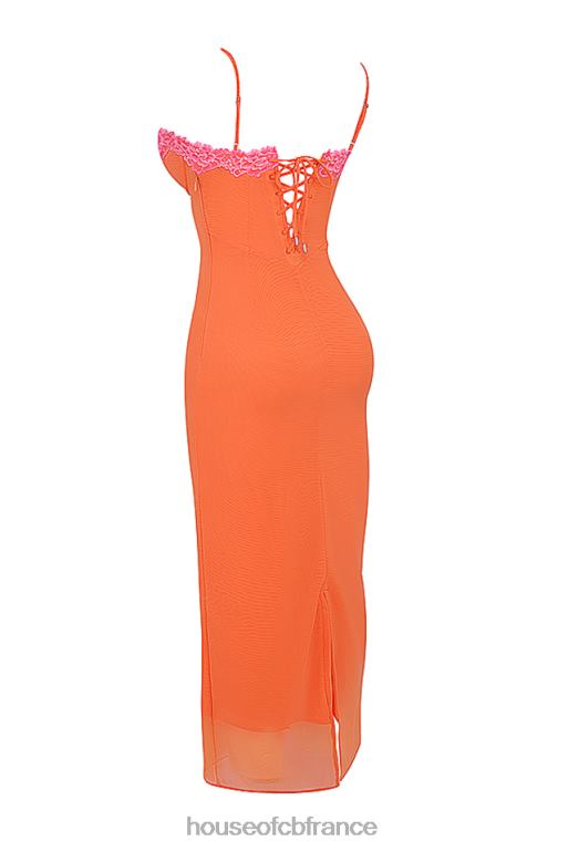 House of CB robe longue orange flamme aiza N888H192 vêtements