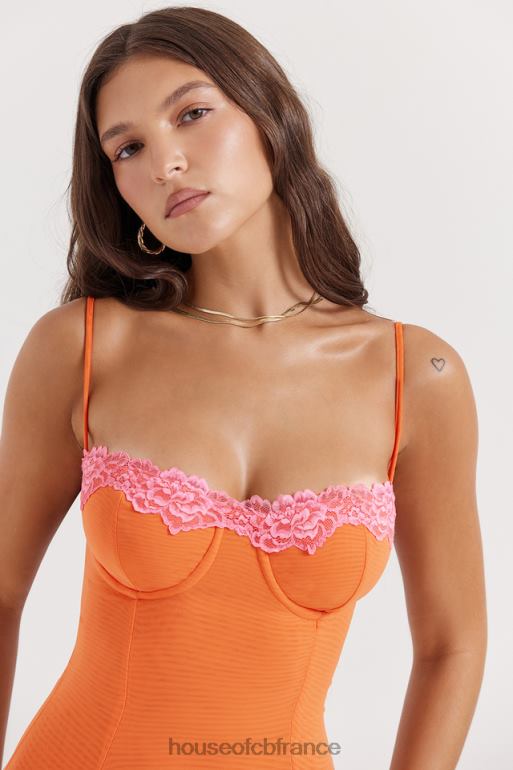 House of CB robe longue orange flamme aiza N888H192 vêtements