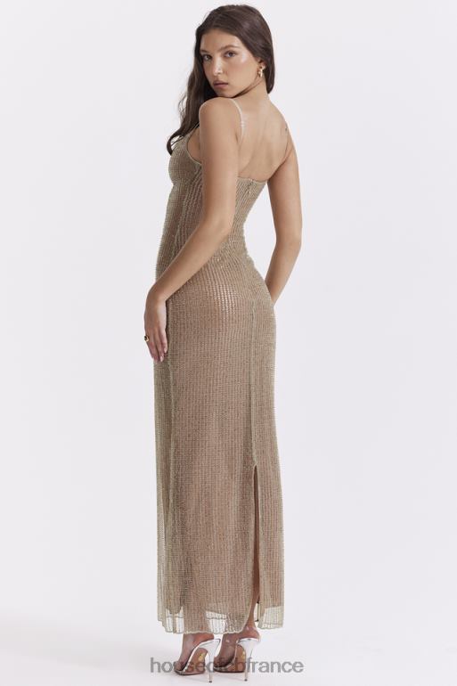 House of CB robe longue perlée alondra café au lait - édition limitée N888H220 vêtements