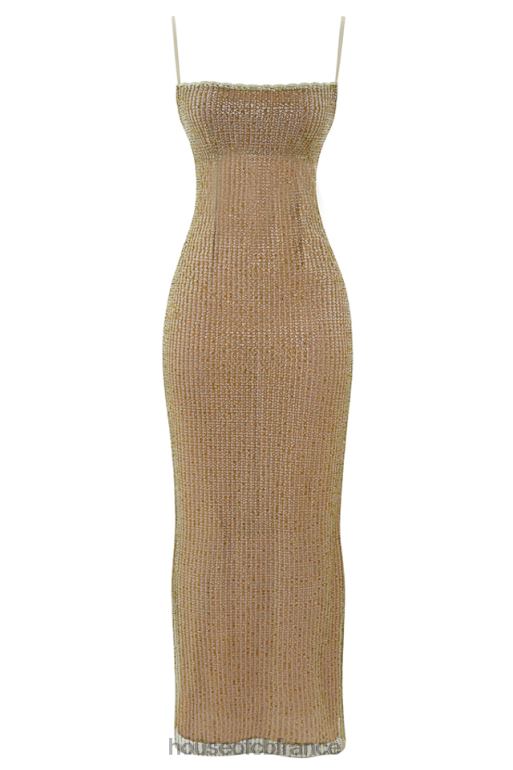 House of CB robe longue perlée alondra café au lait - édition limitée N888H220 vêtements