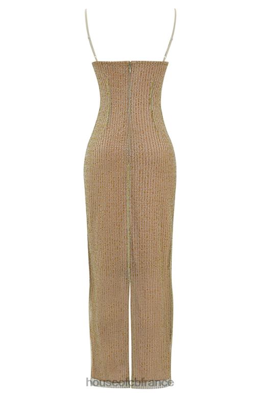 House of CB robe longue perlée alondra café au lait - édition limitée N888H220 vêtements