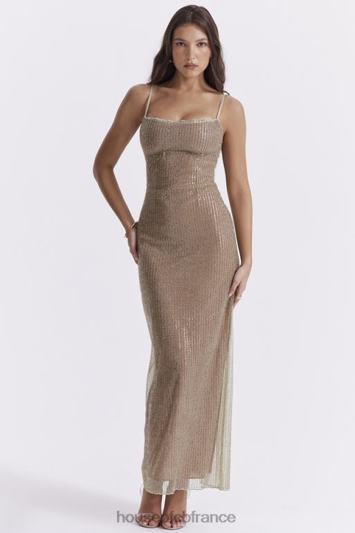House of CB robe longue perlée alondra café au lait - édition limitée N888H220 vêtements