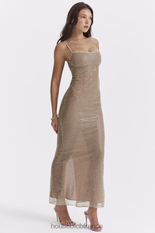 House of CB robe longue perlée alondra café au lait - édition limitée N888H220 vêtements