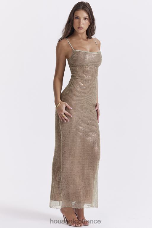House of CB robe longue perlée alondra café au lait - édition limitée N888H220 vêtements