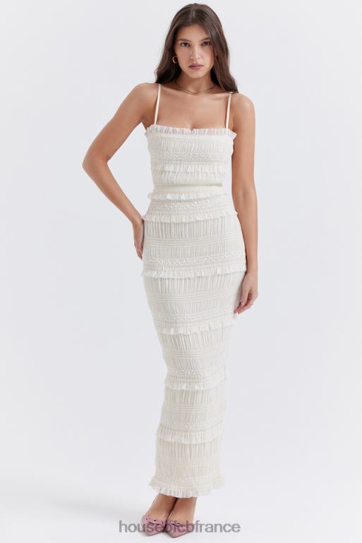 House of CB robe longue plissée à sequins ivoire solana N888H241 vêtements