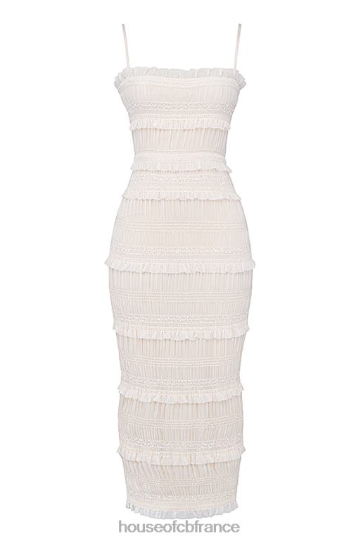 House of CB robe longue plissée à sequins ivoire solana N888H241 vêtements