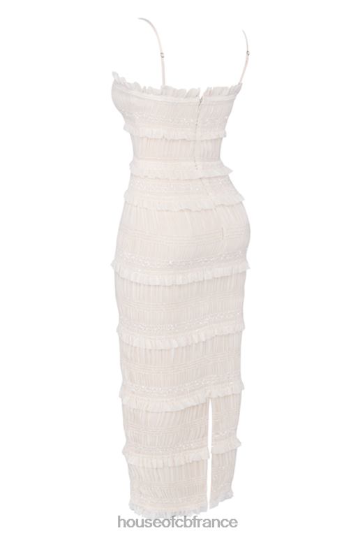 House of CB robe longue plissée à sequins ivoire solana N888H241 vêtements