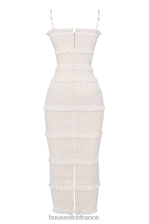 House of CB robe longue plissée à sequins ivoire solana N888H241 vêtements