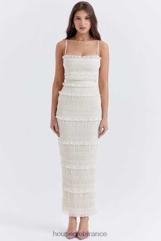 House of CB robe longue plissée à sequins ivoire solana N888H241 vêtements