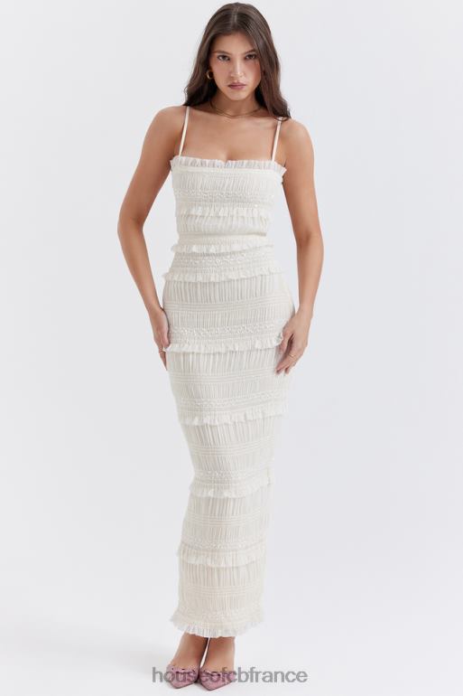 House of CB robe longue plissée à sequins ivoire solana N888H241 vêtements