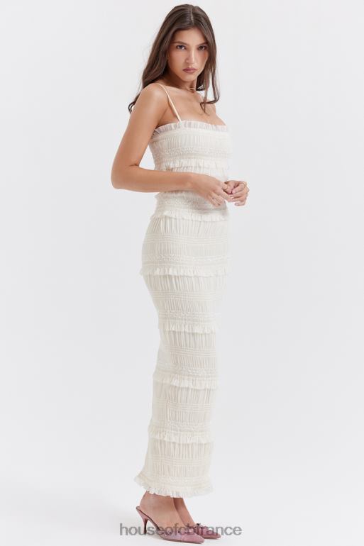 House of CB robe longue plissée à sequins ivoire solana N888H241 vêtements