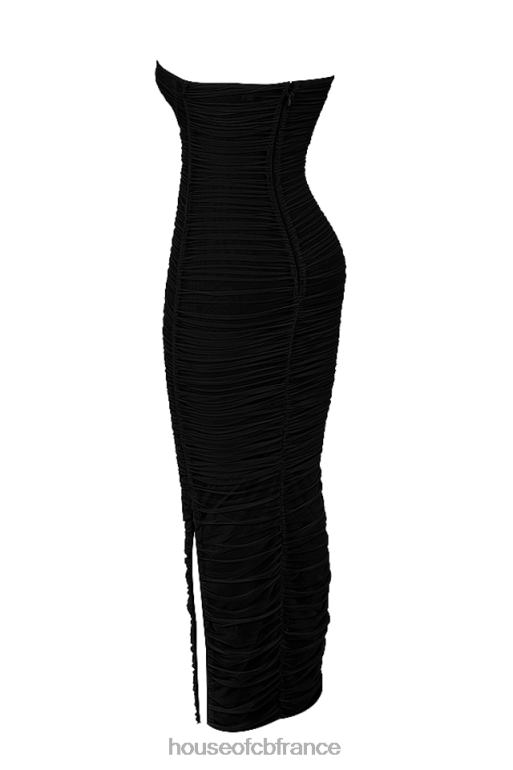 House of CB robe longue sans bretelles en maille noire Sofia N888H492 vêtements