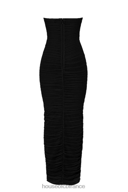 House of CB robe longue sans bretelles en maille noire Sofia N888H492 vêtements