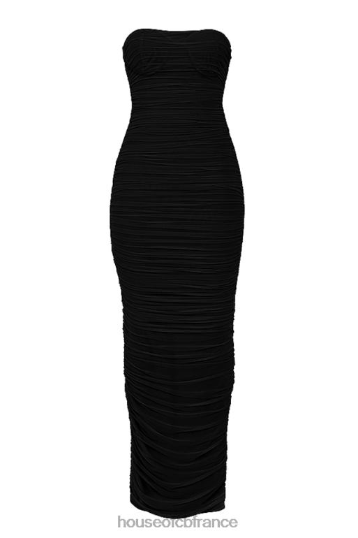 House of CB robe longue sans bretelles en maille noire Sofia N888H492 vêtements