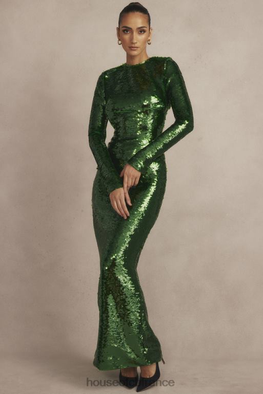 House of CB robe longue à sequins belle vert pin N888H344 vêtements