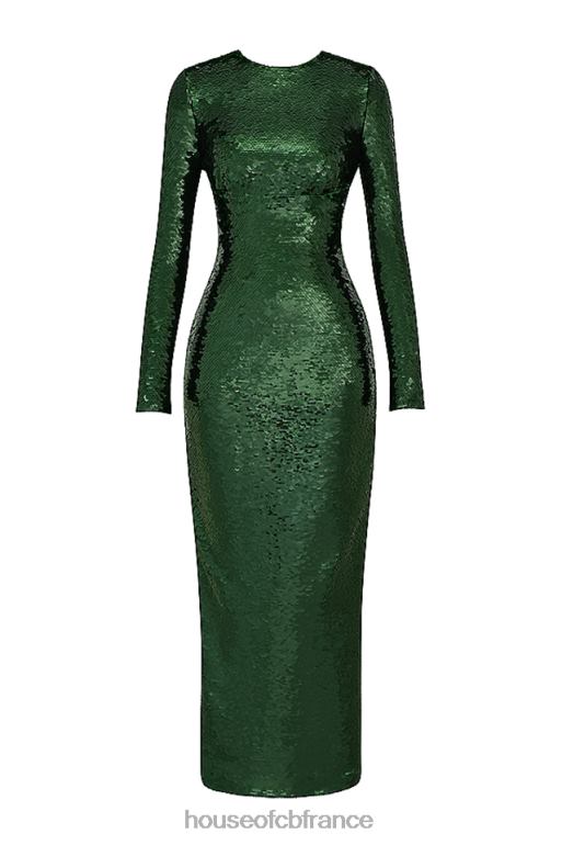 House of CB robe longue à sequins belle vert pin N888H344 vêtements