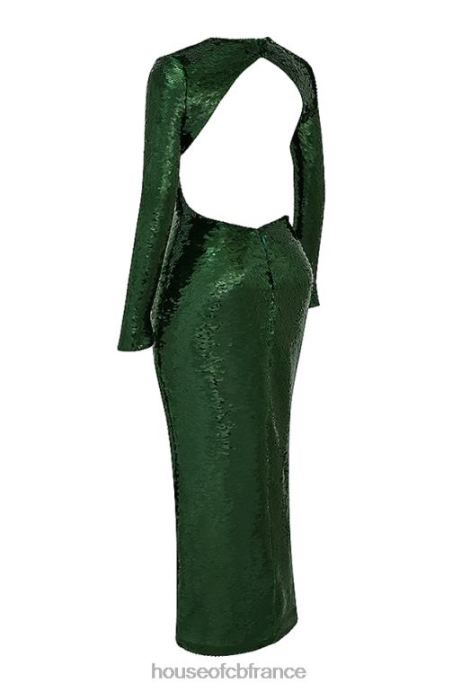 House of CB robe longue à sequins belle vert pin N888H344 vêtements