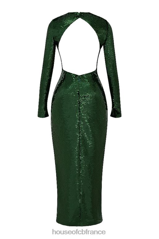 House of CB robe longue à sequins belle vert pin N888H344 vêtements