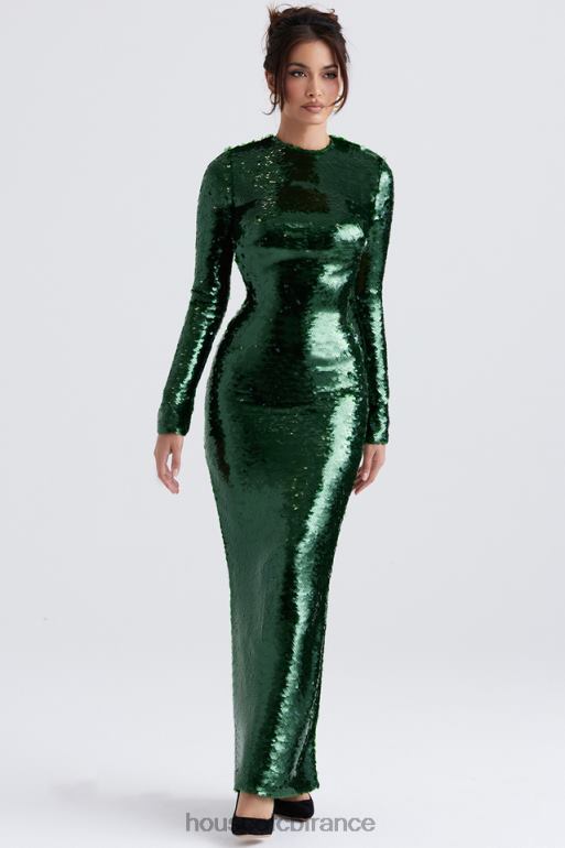 House of CB robe longue à sequins belle vert pin N888H344 vêtements