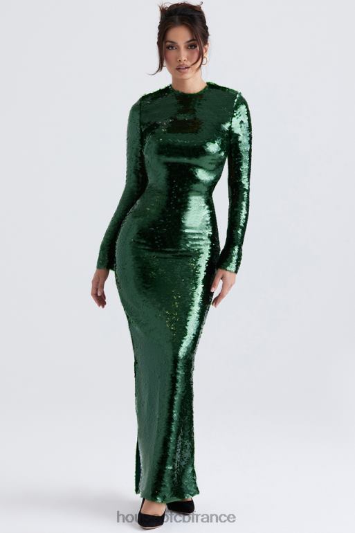 House of CB robe longue à sequins belle vert pin N888H344 vêtements