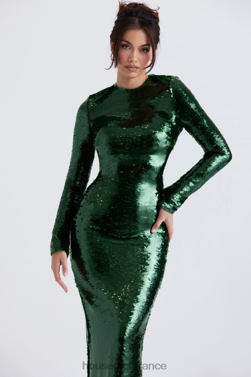 House of CB robe longue à sequins belle vert pin N888H344 vêtements