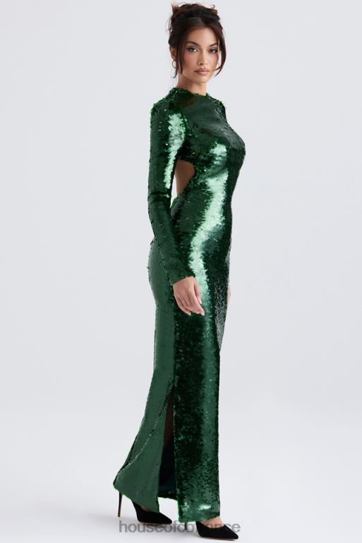 House of CB robe longue à sequins belle vert pin N888H344 vêtements