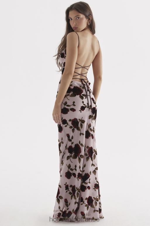 House of CB robe longue serena rose devore N888H305 vêtements