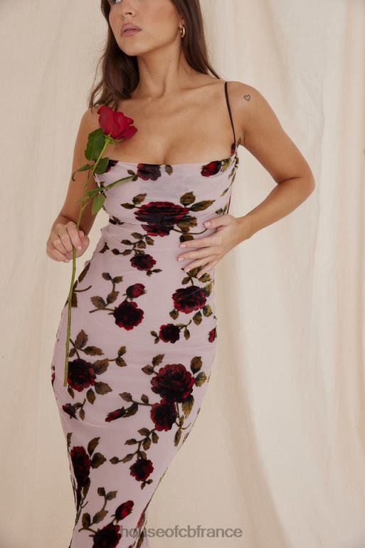 House of CB robe longue serena rose devore N888H305 vêtements