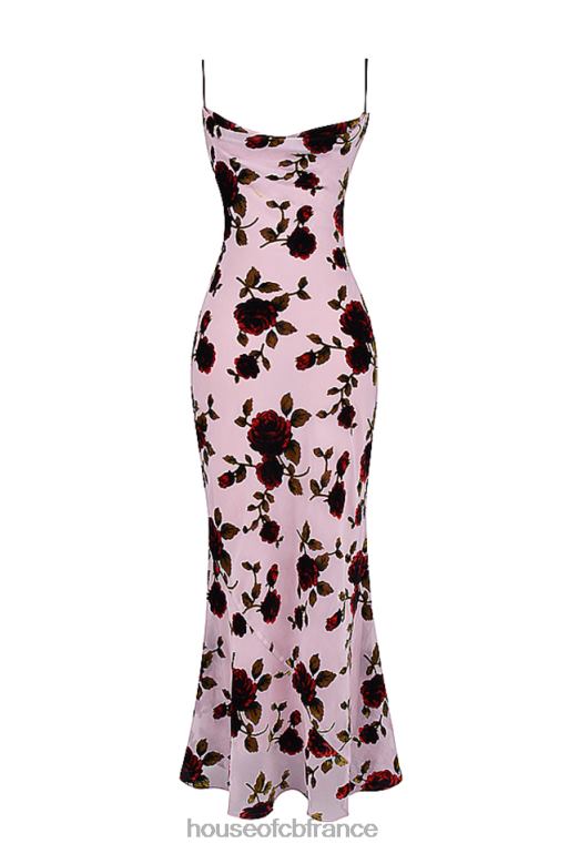 House of CB robe longue serena rose devore N888H305 vêtements
