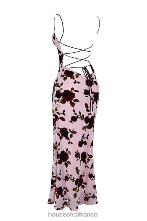 House of CB robe longue serena rose devore N888H305 vêtements