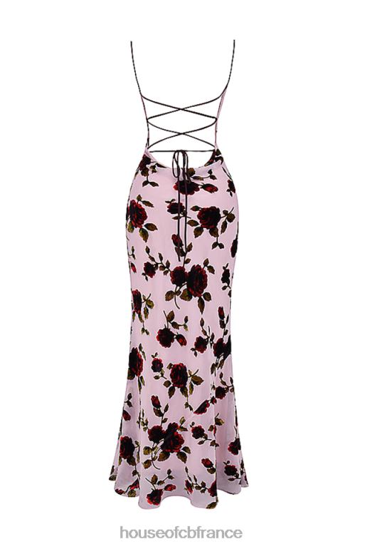 House of CB robe longue serena rose devore N888H305 vêtements