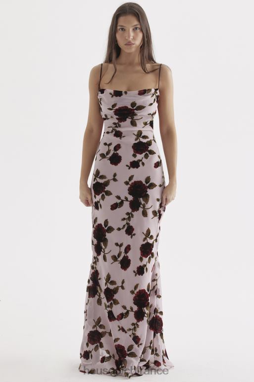 House of CB robe longue serena rose devore N888H305 vêtements