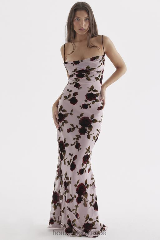 House of CB robe longue serena rose devore N888H305 vêtements