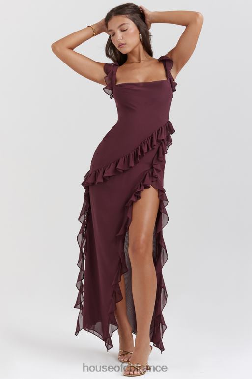 House of CB robe longue à volants Ariela Mulberry N888H149 vêtements