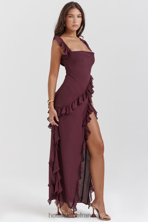 House of CB robe longue à volants Ariela Mulberry N888H149 vêtements