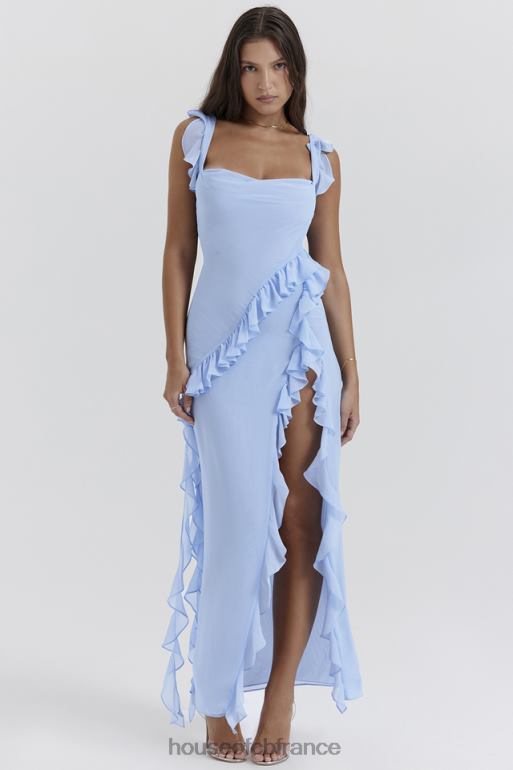 House of CB robe longue à volants bleu doux Ariela N888H208 vêtements