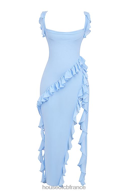 House of CB robe longue à volants bleu doux Ariela N888H208 vêtements