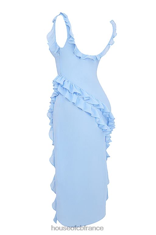 House of CB robe longue à volants bleu doux Ariela N888H208 vêtements