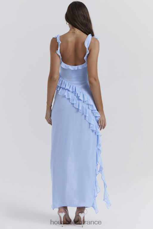 House of CB robe longue à volants bleu doux Ariela N888H208 vêtements