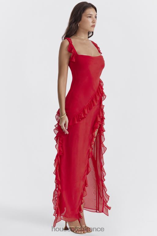 House of CB robe longue à volants cerise Ariela N888H239 vêtements