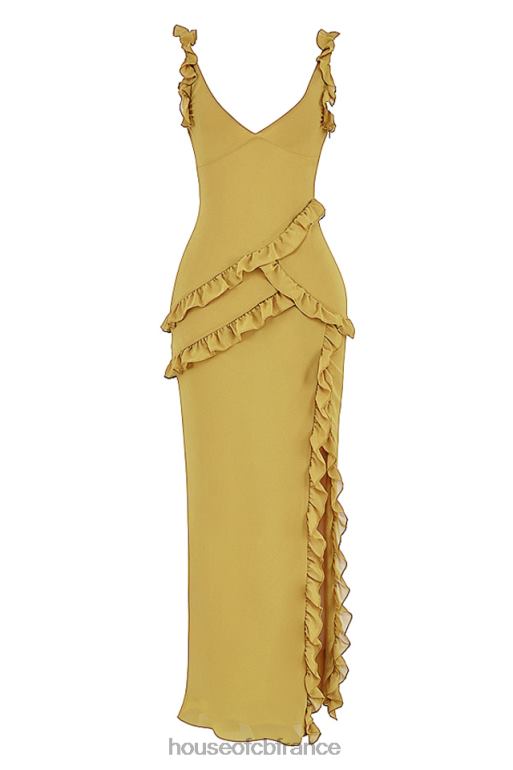 House of CB robe longue à volants olive pixie N888H452 vêtements