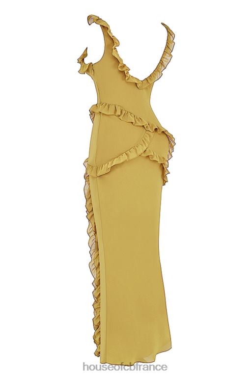 House of CB robe longue à volants olive pixie N888H452 vêtements