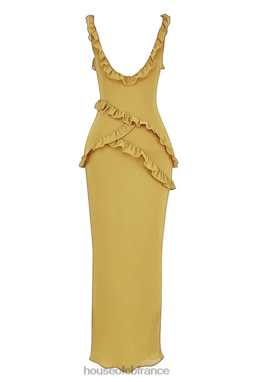 House of CB robe longue à volants olive pixie N888H452 vêtements