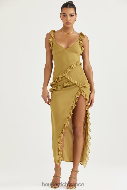 House of CB robe longue à volants olive pixie N888H452 vêtements