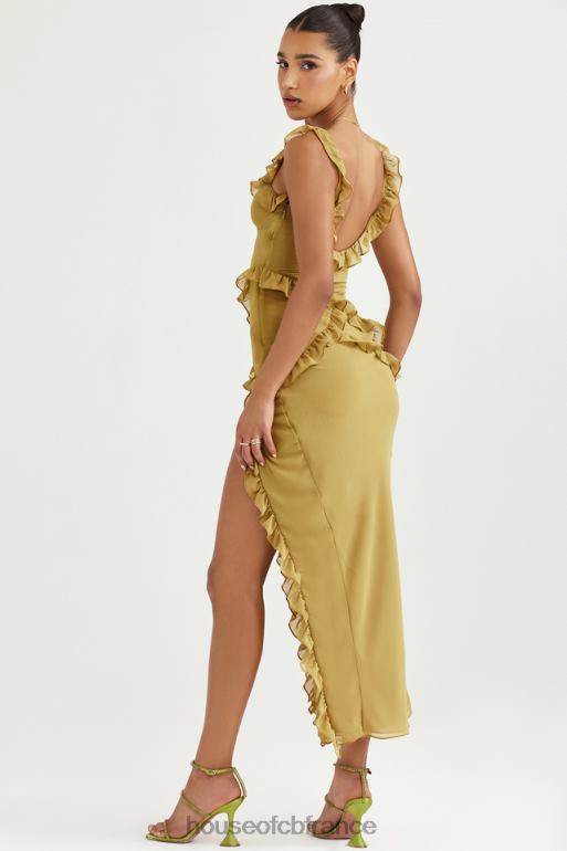 House of CB robe longue à volants olive pixie N888H452 vêtements