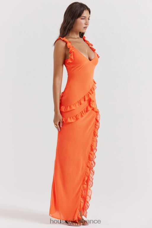 House of CB robe longue à volants orange flamme lutin N888H191 vêtements