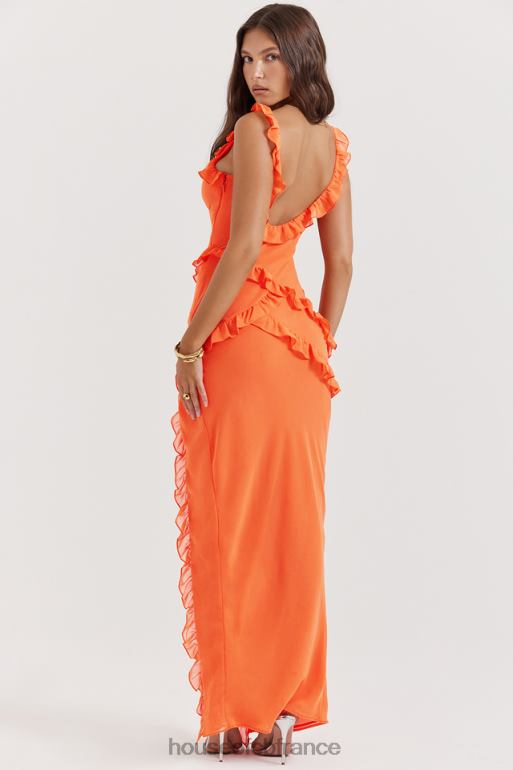 House of CB robe longue à volants orange flamme lutin N888H191 vêtements